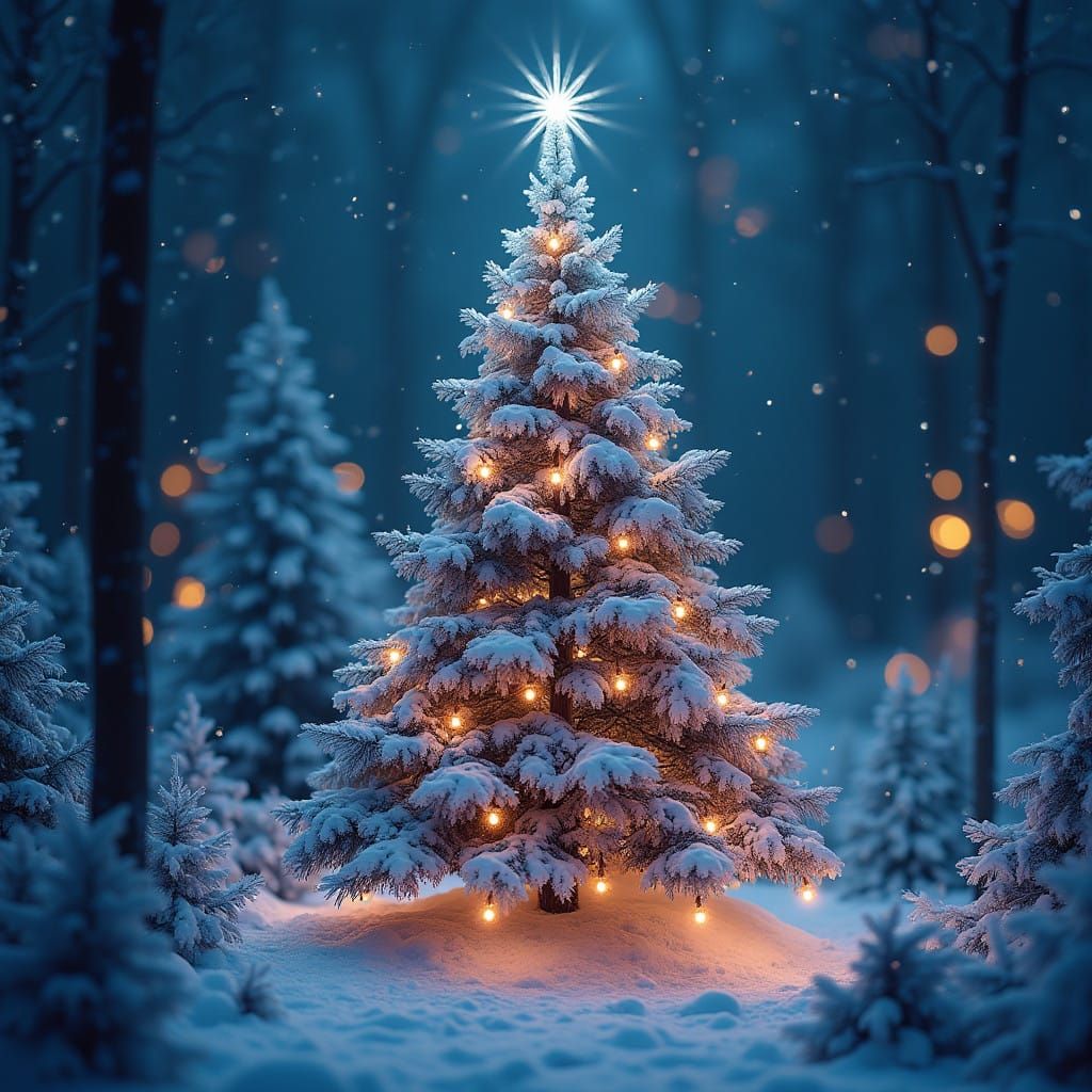 Fantastical Christmas Tree in Whimsical Winter Wonderland