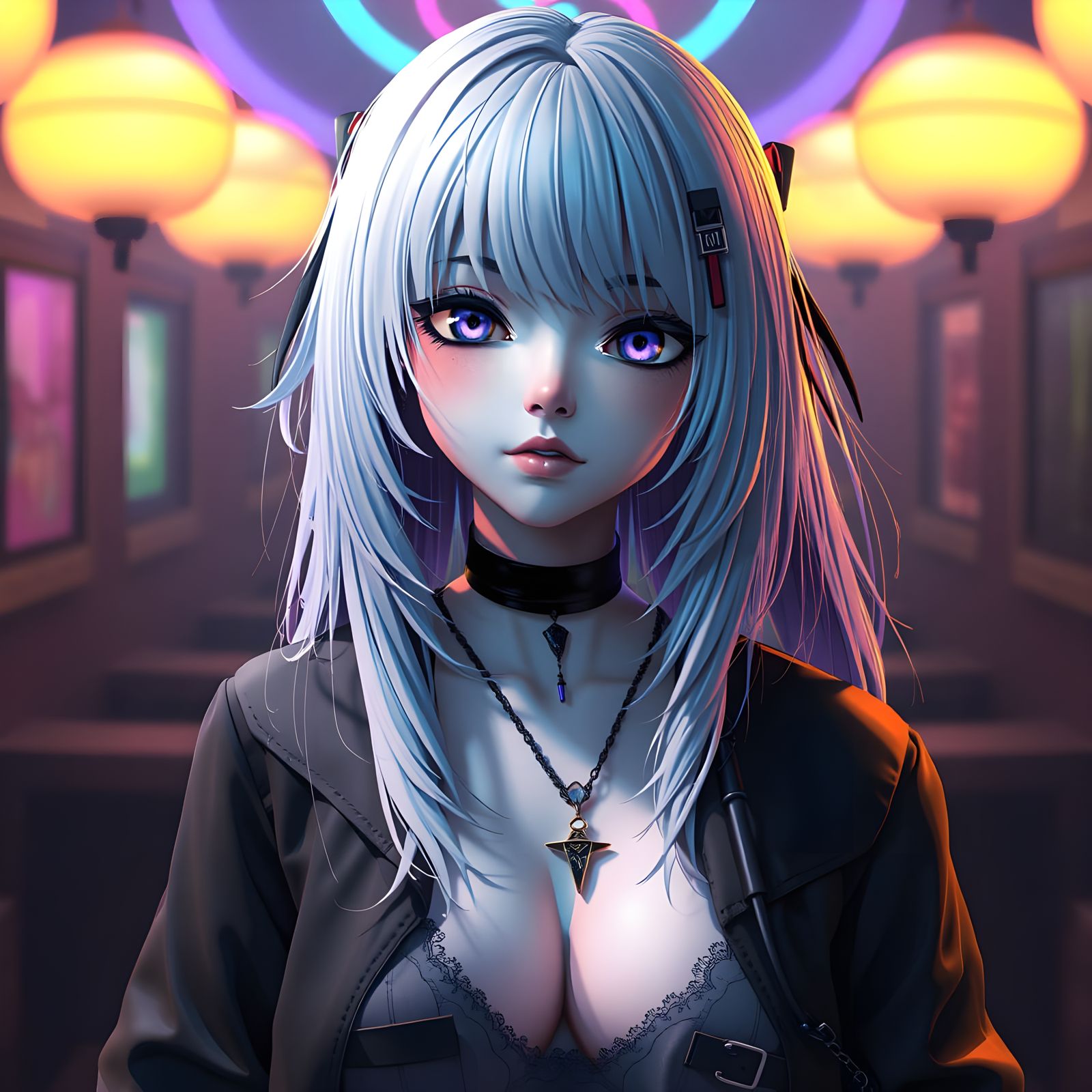 Goth Girl in Vibrant Anime Style