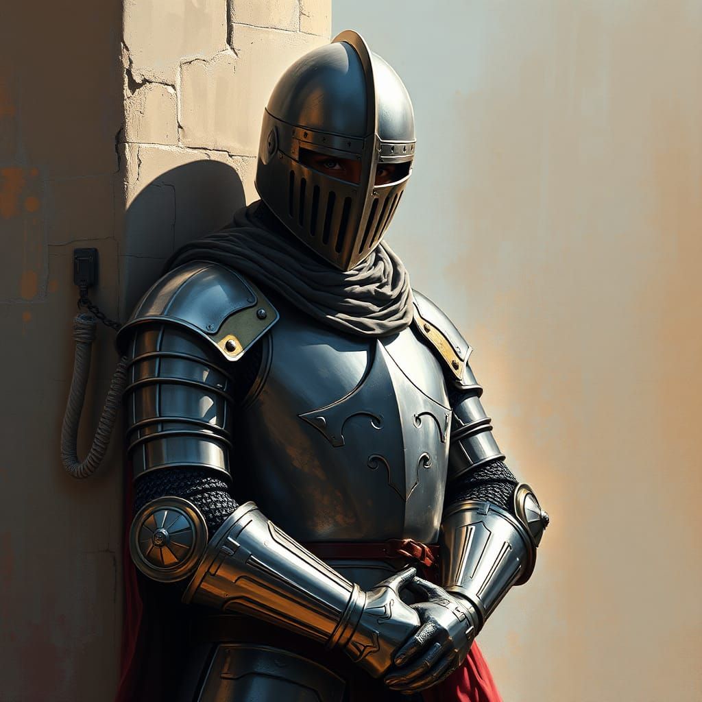 Fashionable Knight in Armor, Hyperrealistic Detail