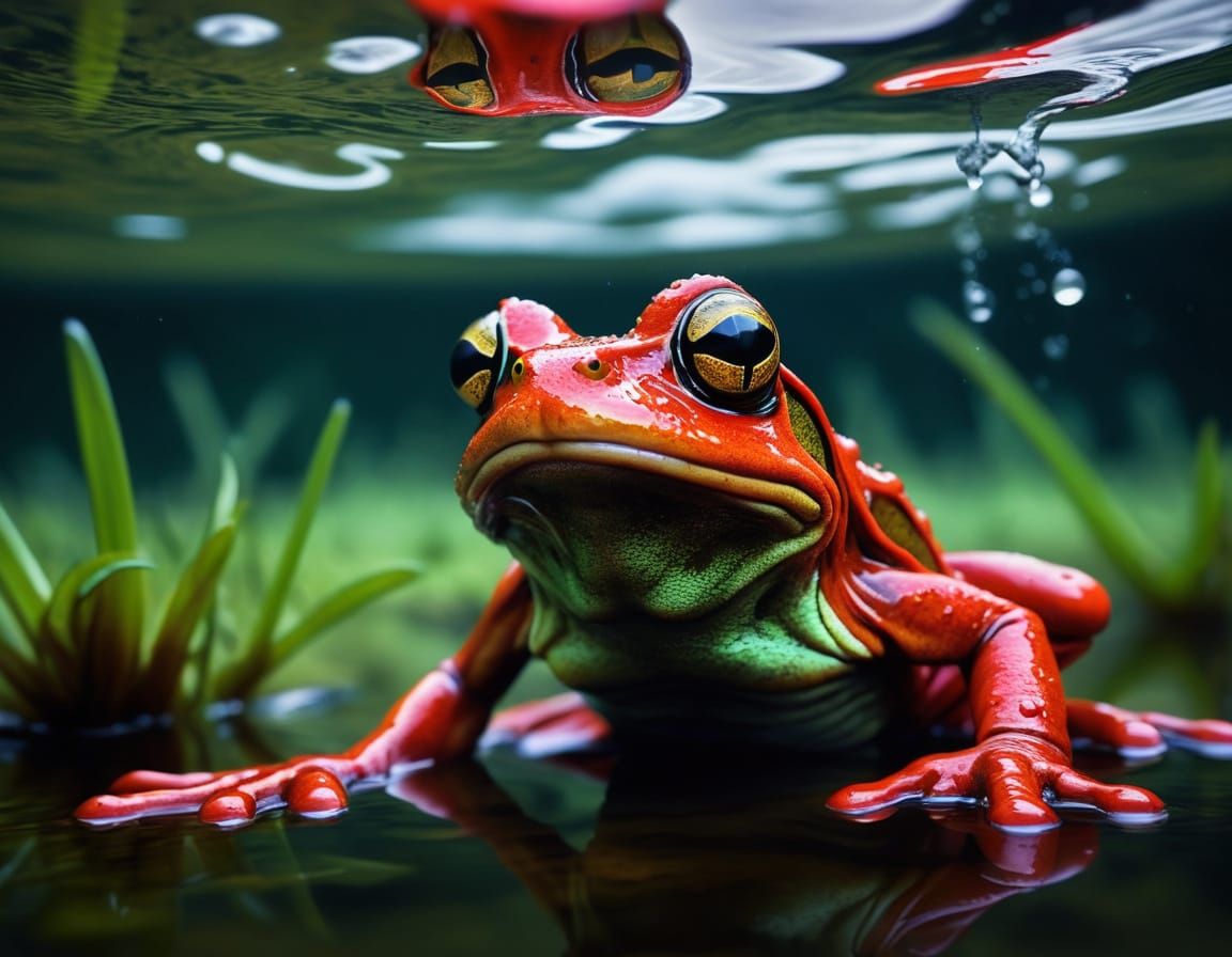 Twisted Alien Frog Emerges from Polluted Lake in Ominous Oil...