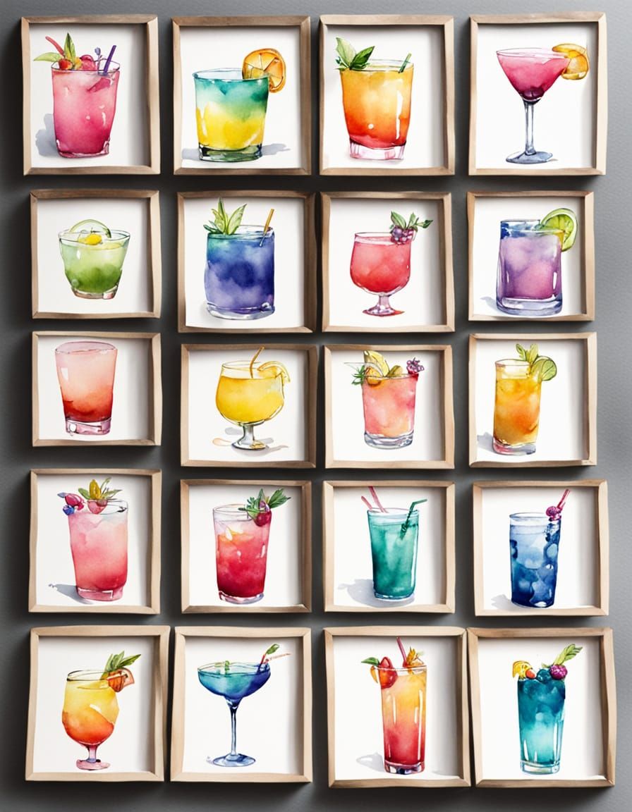 Vibrant Easter Cocktails in Watercolor Style