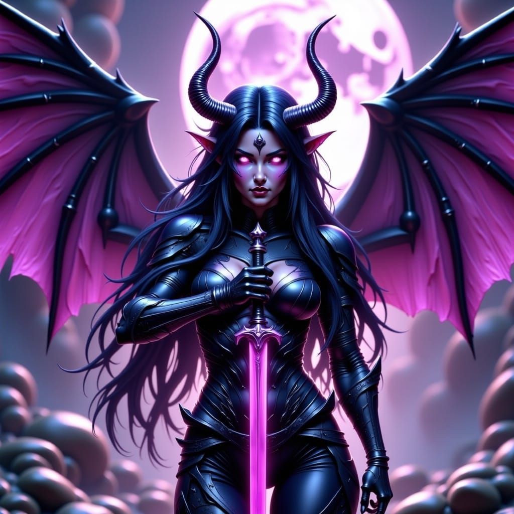 Beautiful Anime Demon Warrior in 3D