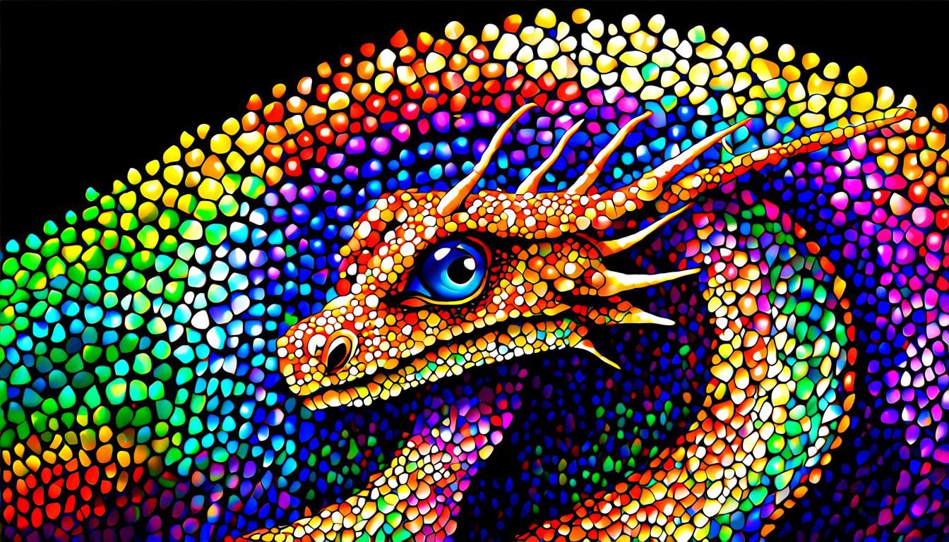 Tunnel Dragon Underground Species in Pointillism Style