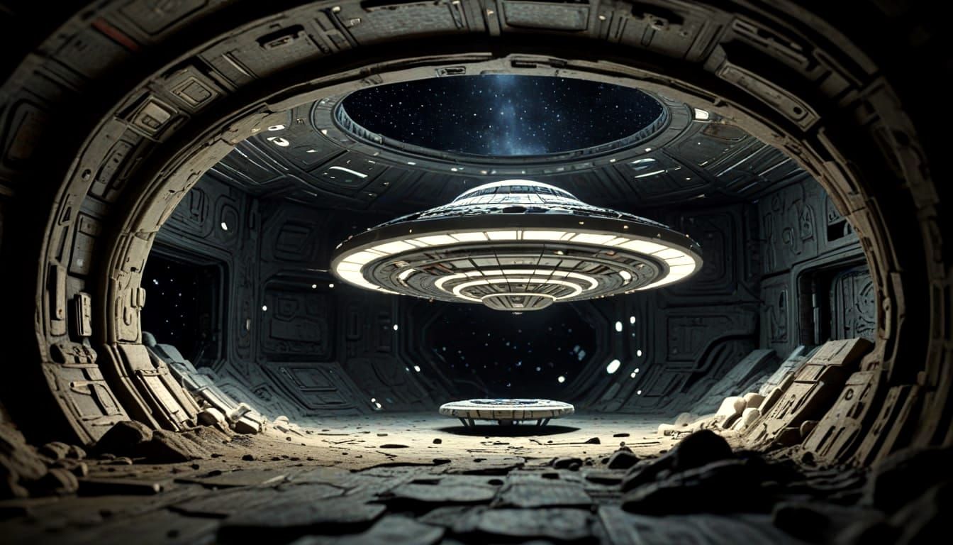 Claymation UFO Interior in Dubuffet Art Style