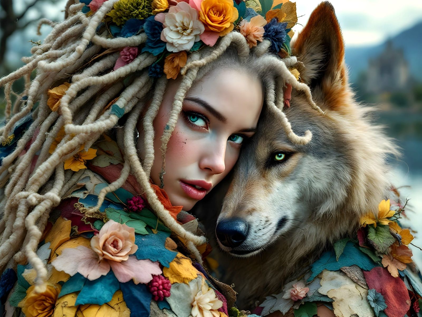 Ethereal Goddess of the Loch in a Vibrant Oil Painting