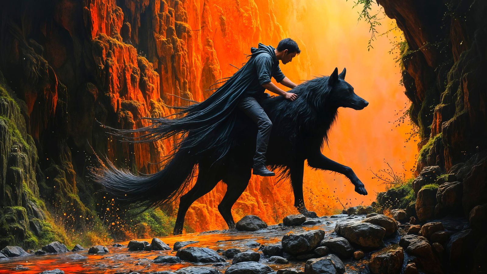 A Dark and Enchanted Forest Scene in Oil Paint Style