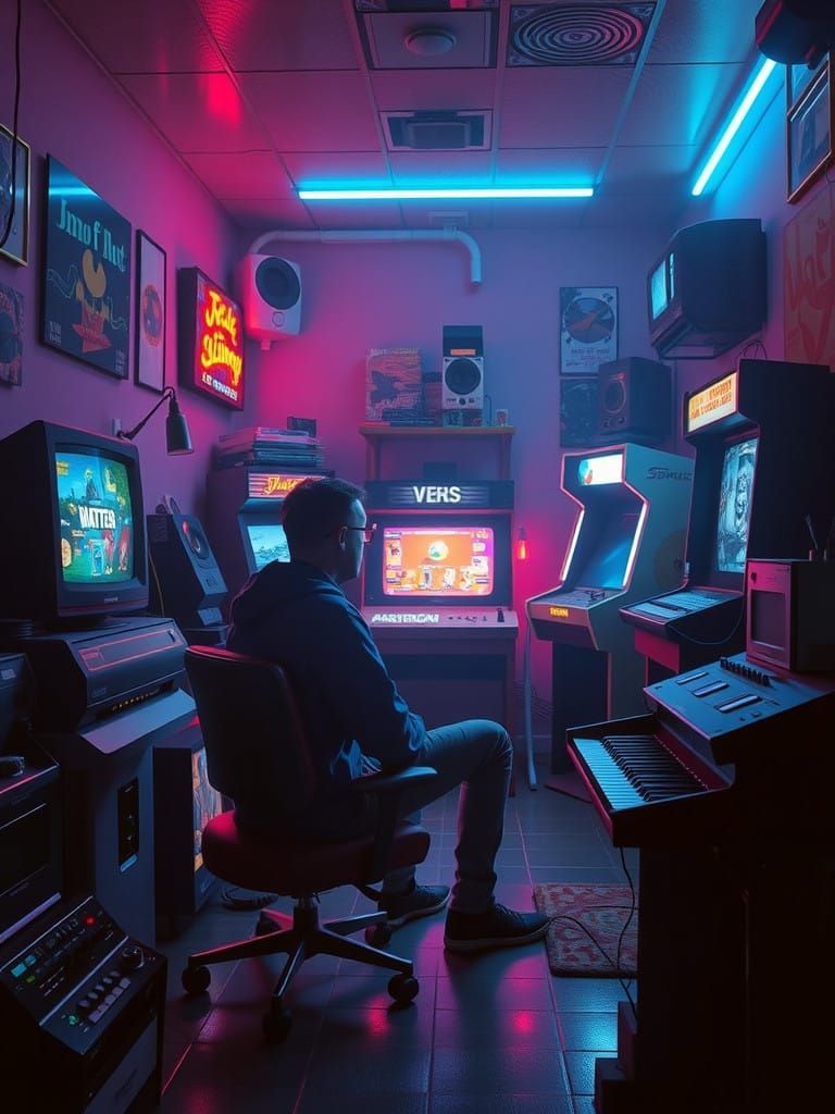 Neon Dreamscape: Retro Gaming Paradise