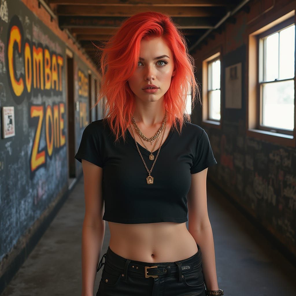 Hyper-Realistic Portrait of a Young Woman in Boston's Combat...