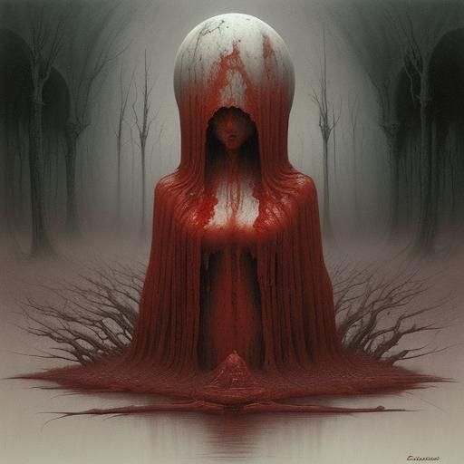 Nightmarish Bloody Mary in Beksinski Style