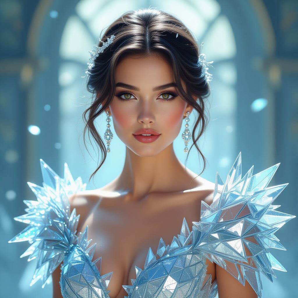 Woman in Shimmering Glass Gown Portrait