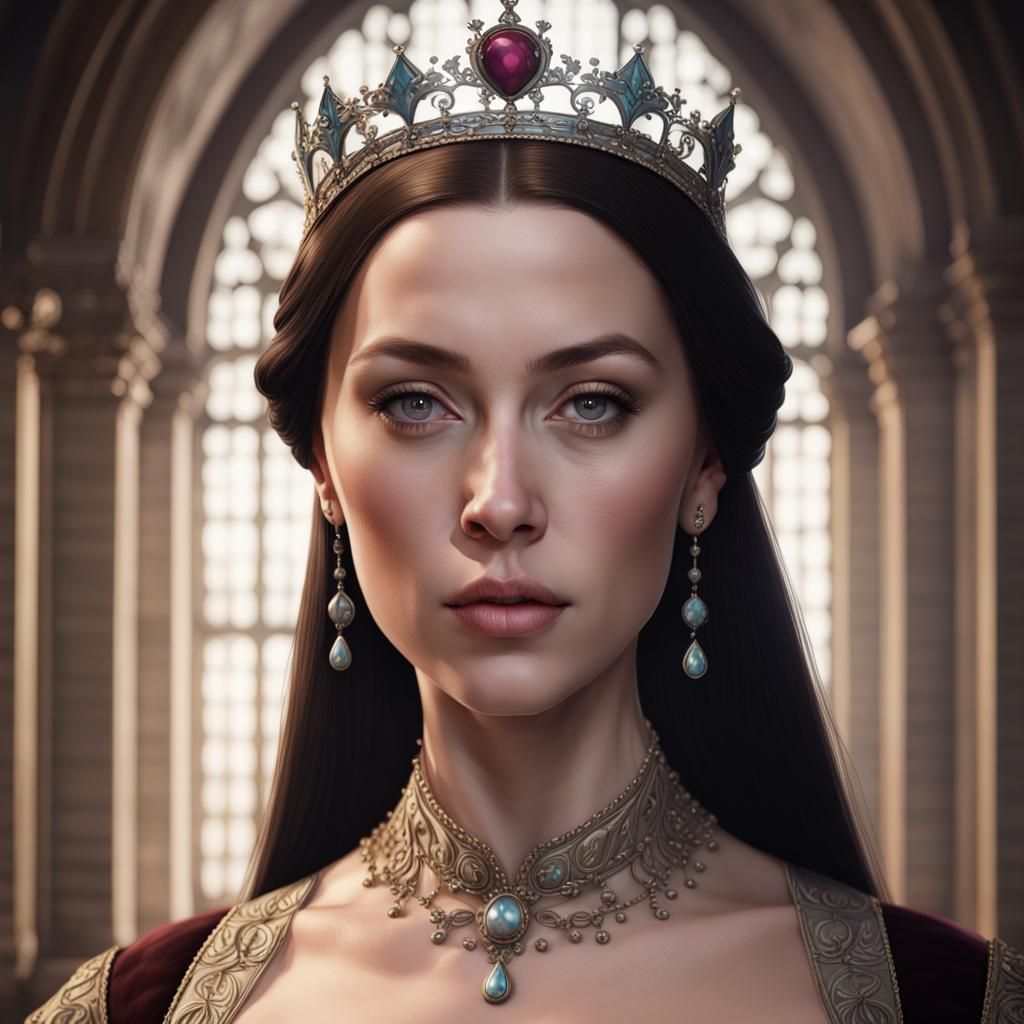 Anne Boleyn Portrait in Hyperdetailed Style