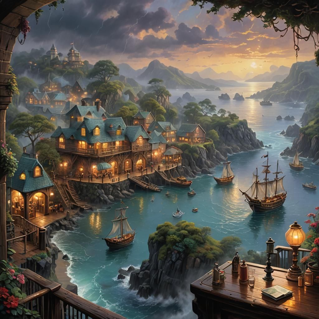 Mystical Cove View from Pirate Bar, Fantasy Scene