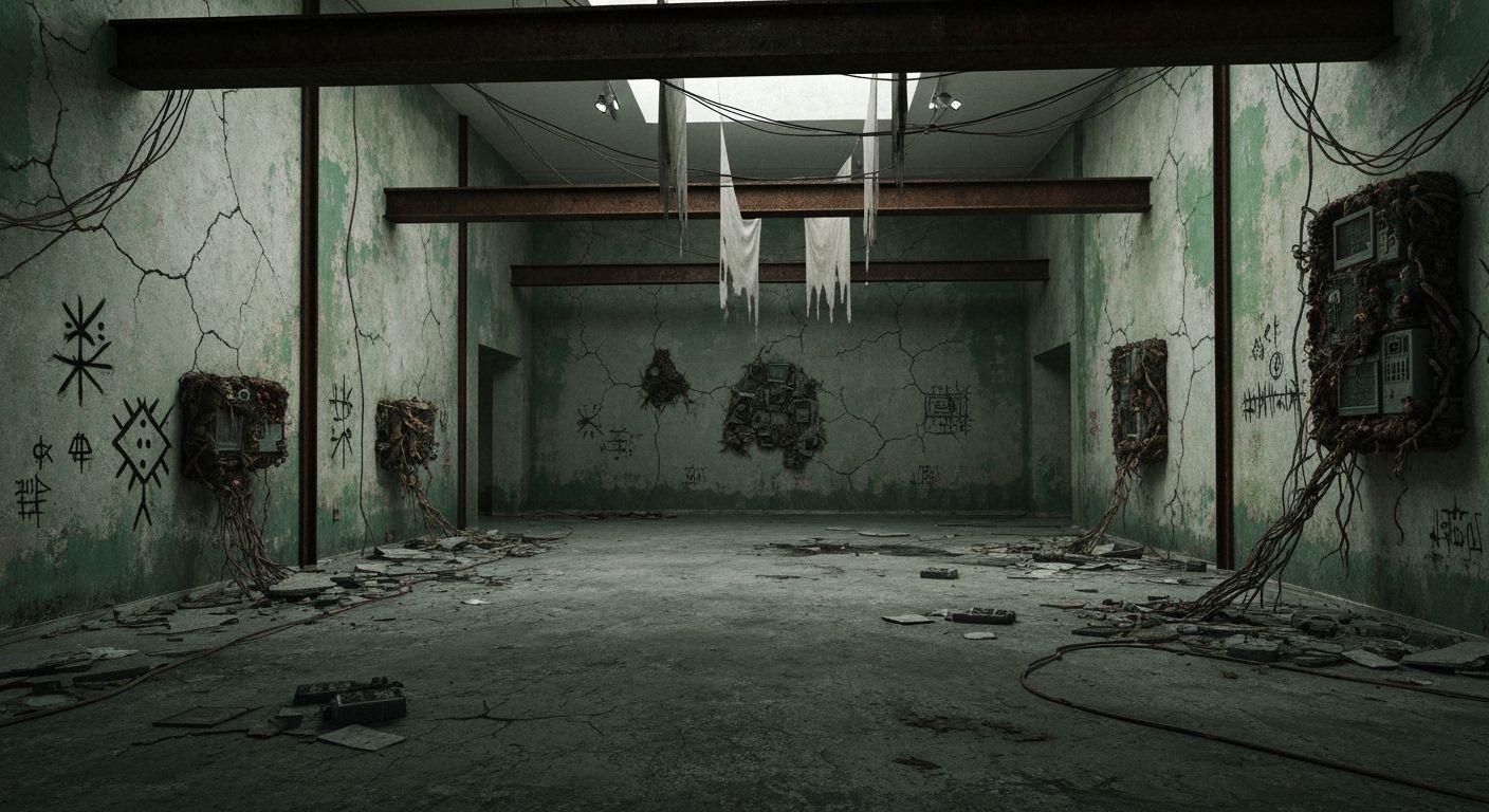 Desolate Modern Art Museum Hall in Dark Surrealism