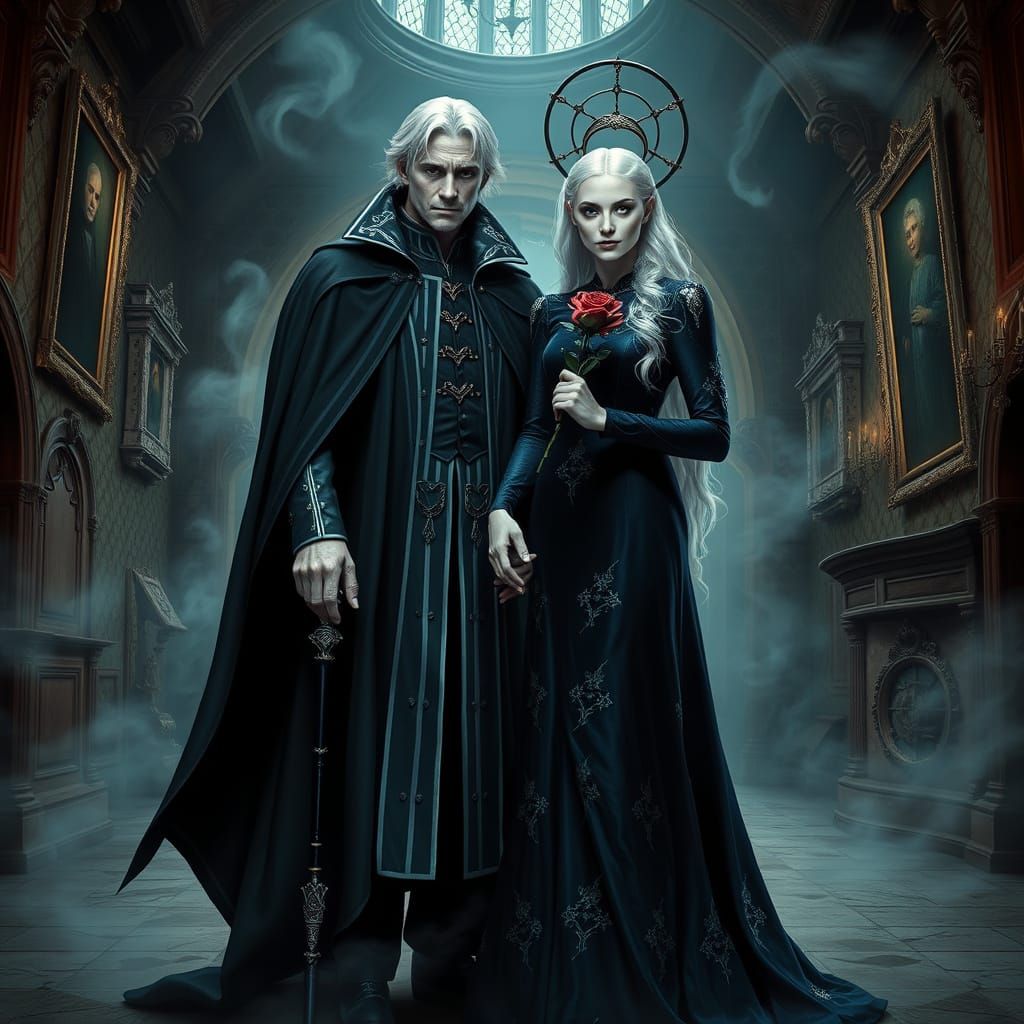 Malfoy Family Portrait in Dark Gothic Style