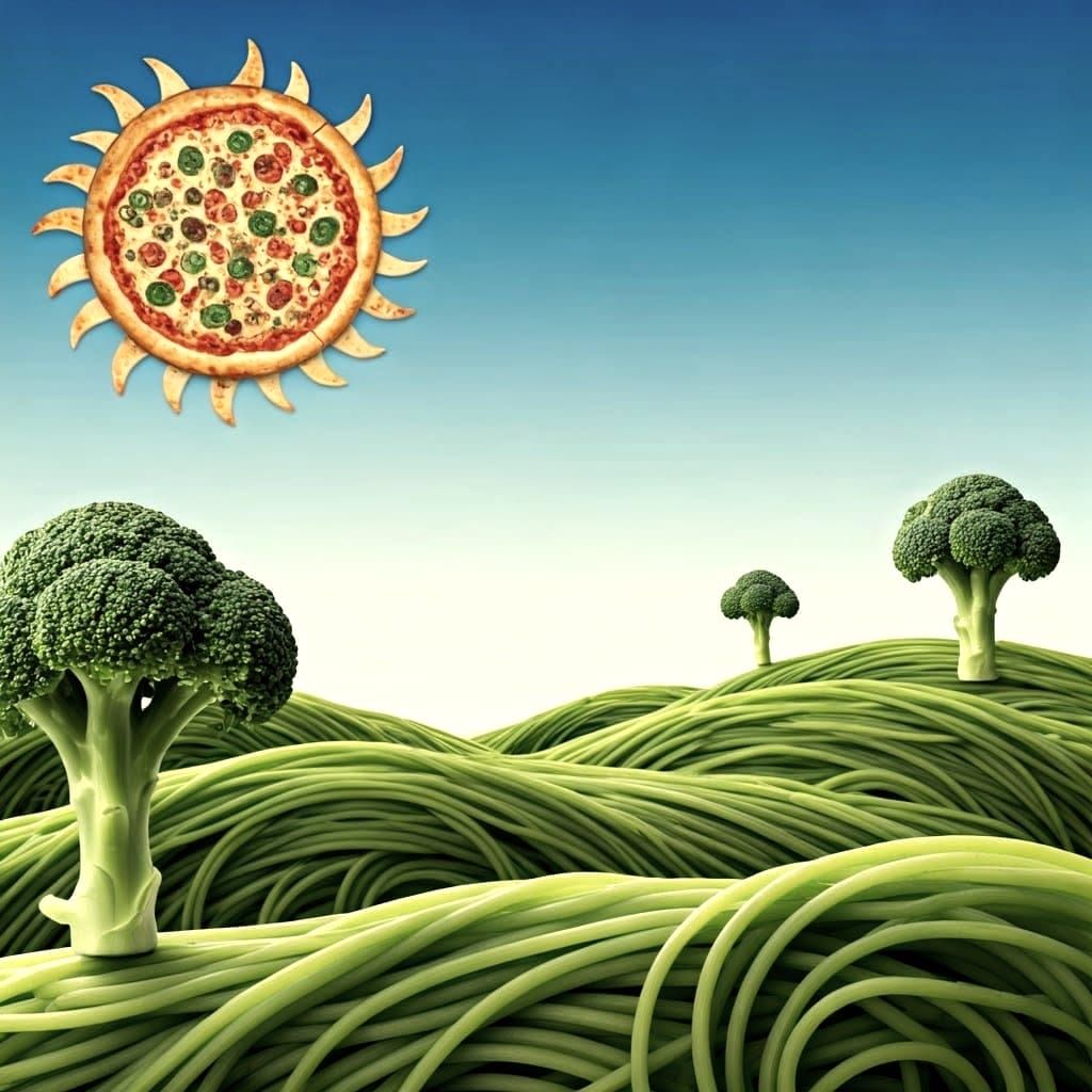 Surreal Food Landscape in Mixed Media Art