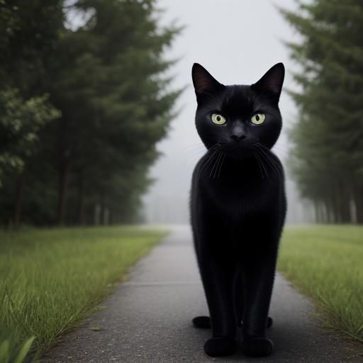 Black Cat Crossing Path in High Definition