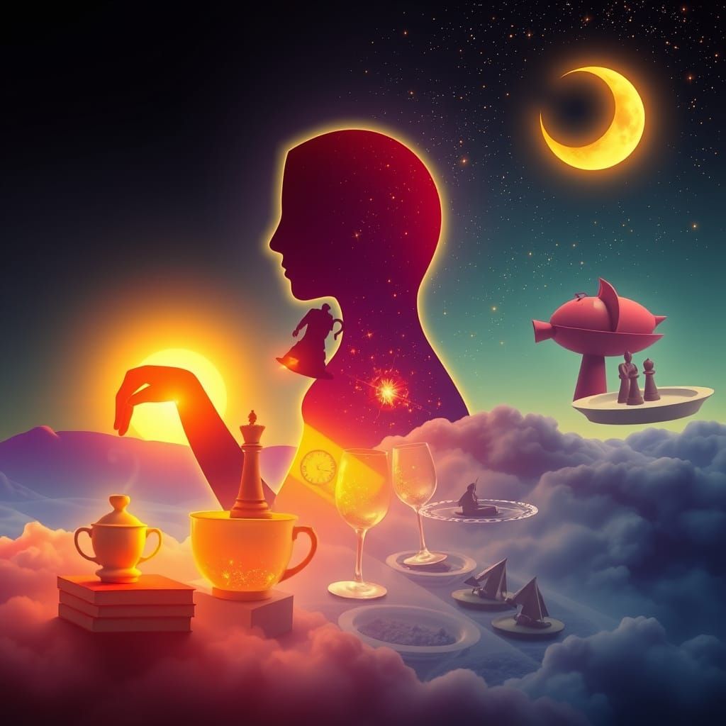 Surreal Day and Night Rituals in Dreamlike Digital Art