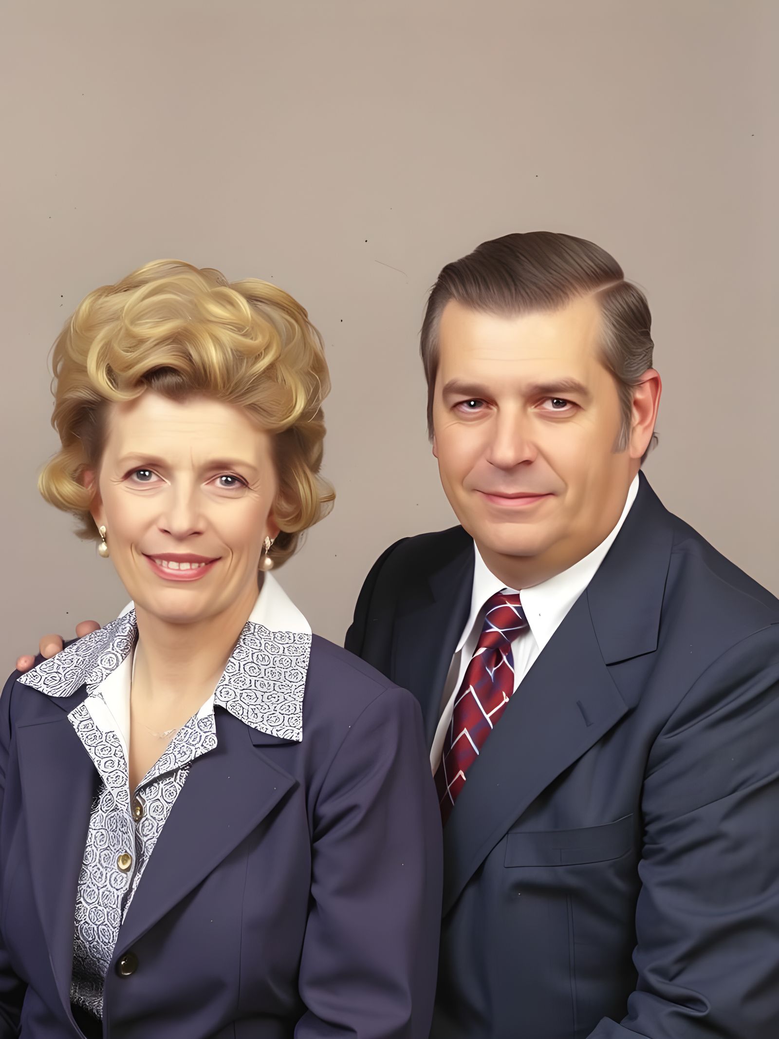 Warm Family Portrait of a Middle-Aged Couple in Formal Attir...