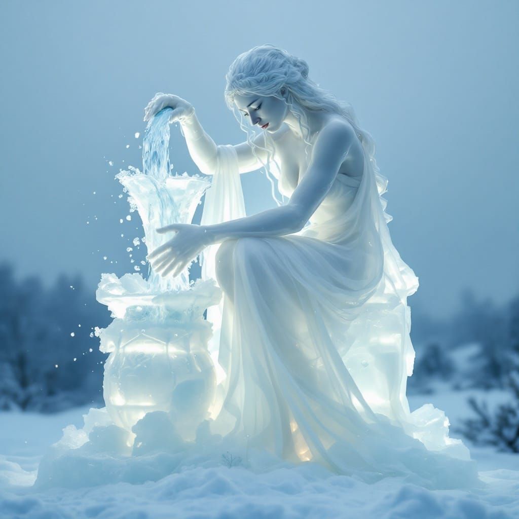 Aquarius Goddess of Winter in Icy Elegance
