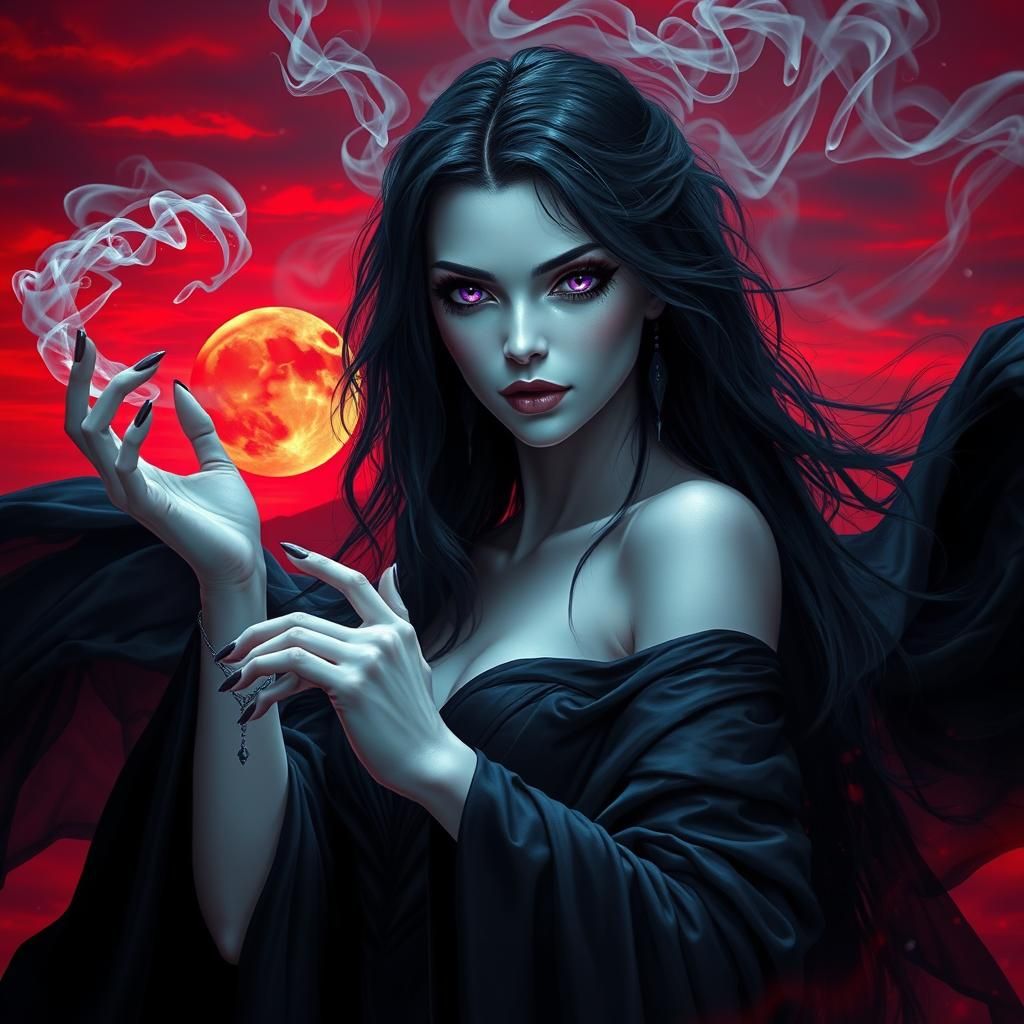 Otherworldly Warlock Witch Summons Mystical Force