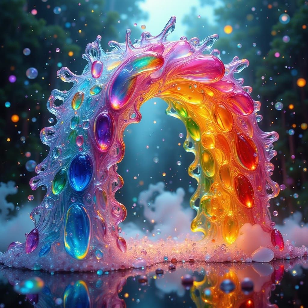 Surreal Glass Rainbow in Dreamlike Atmosphere