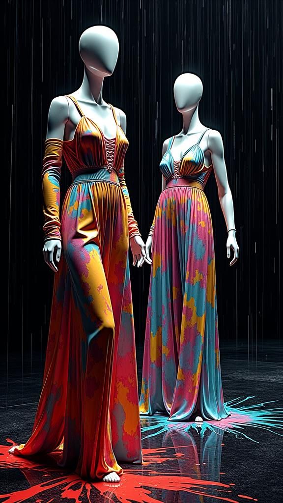 Vibrant Clothes Outlines on a Fashion Show Catwalk