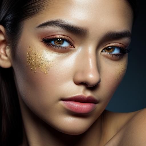 Hyperrealistic Portrait of Woman with Colorful Background