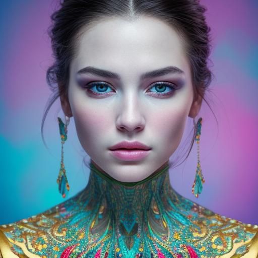 Radiant Woman's Portrait in Hyperrealistic Style