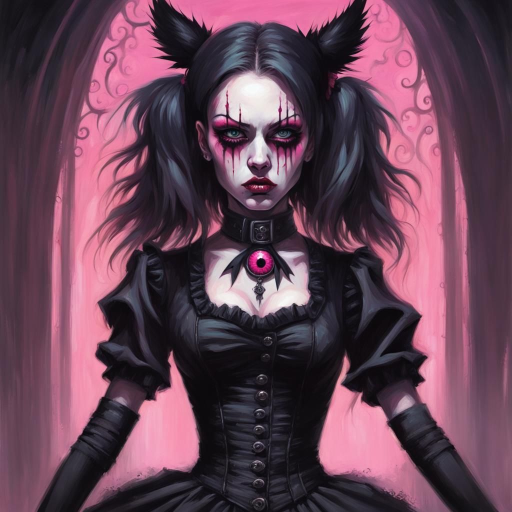 Sinister Pink-Eyed Gothic Psychobilly Girl