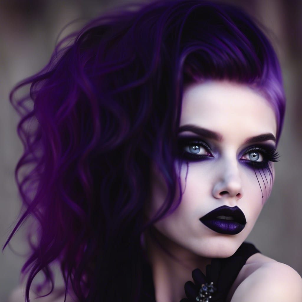 Perfect vertical view of ethereal Gothic Young lady with vib...