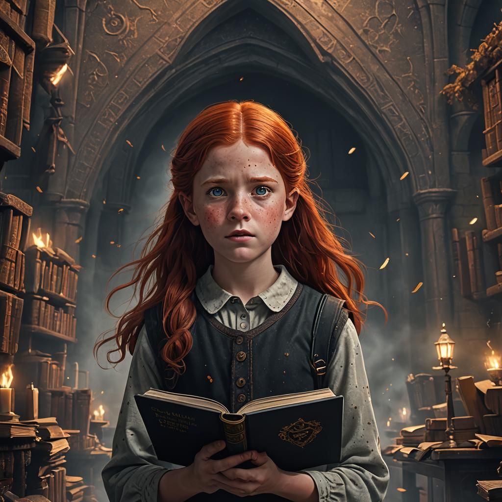 Ginny Weasley and the Black Diary: Detailed Fantasy Art