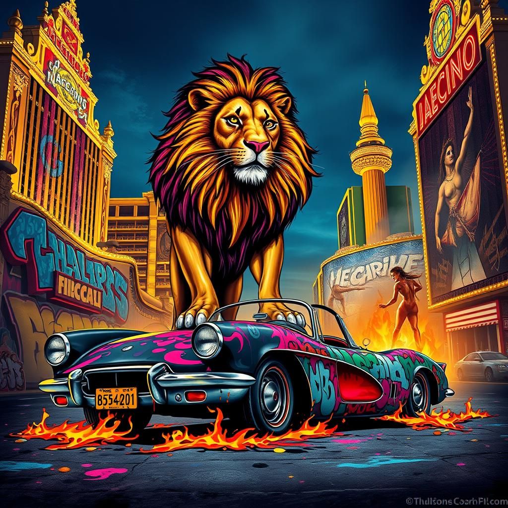 Lioness of Las Vegas: Baroque Graffiti Triumph