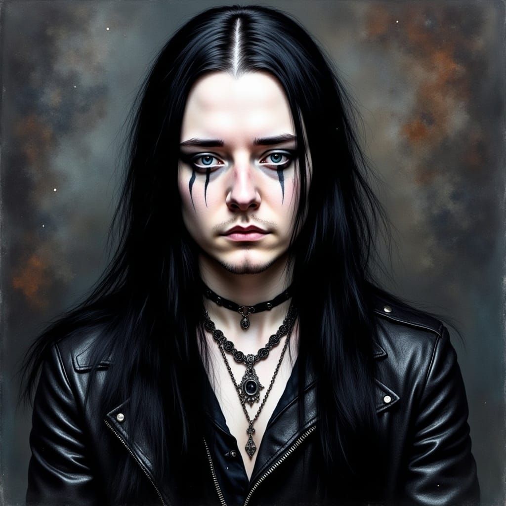 Goth Man in Alcohol Ink Oil Painting Style