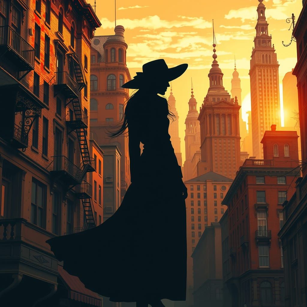Mysterious Cityscape at Sunset