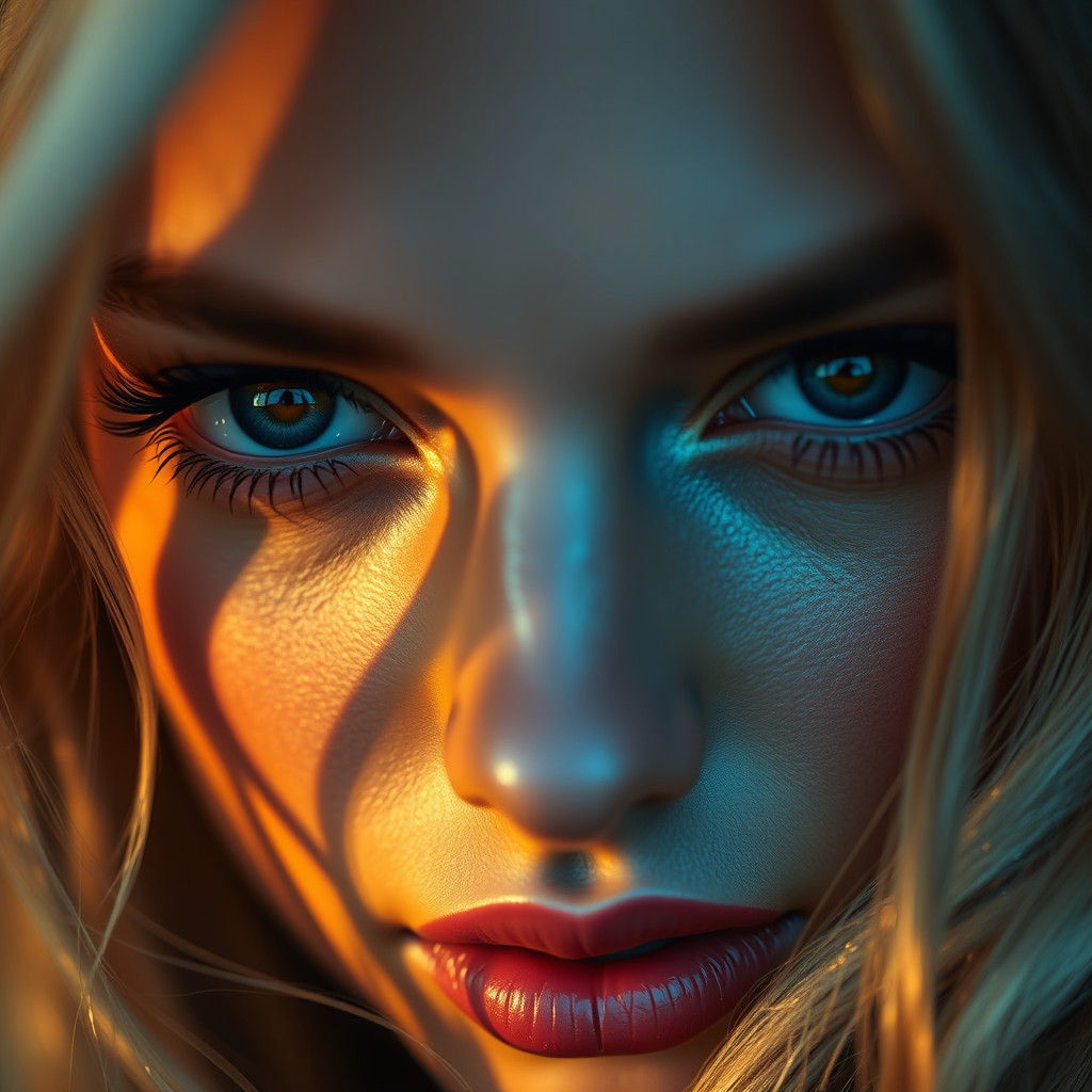 Golden Beauty: An Intricate Close-Up Portrait