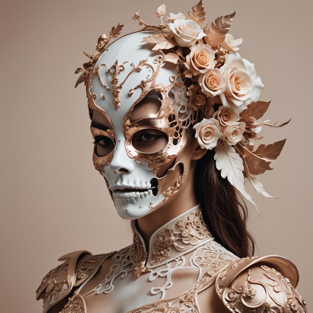 Woman in Skull Mask: Celestialpunk Fashion Editorial