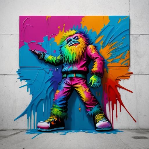 Big Foot in Graffiti Street Art Style