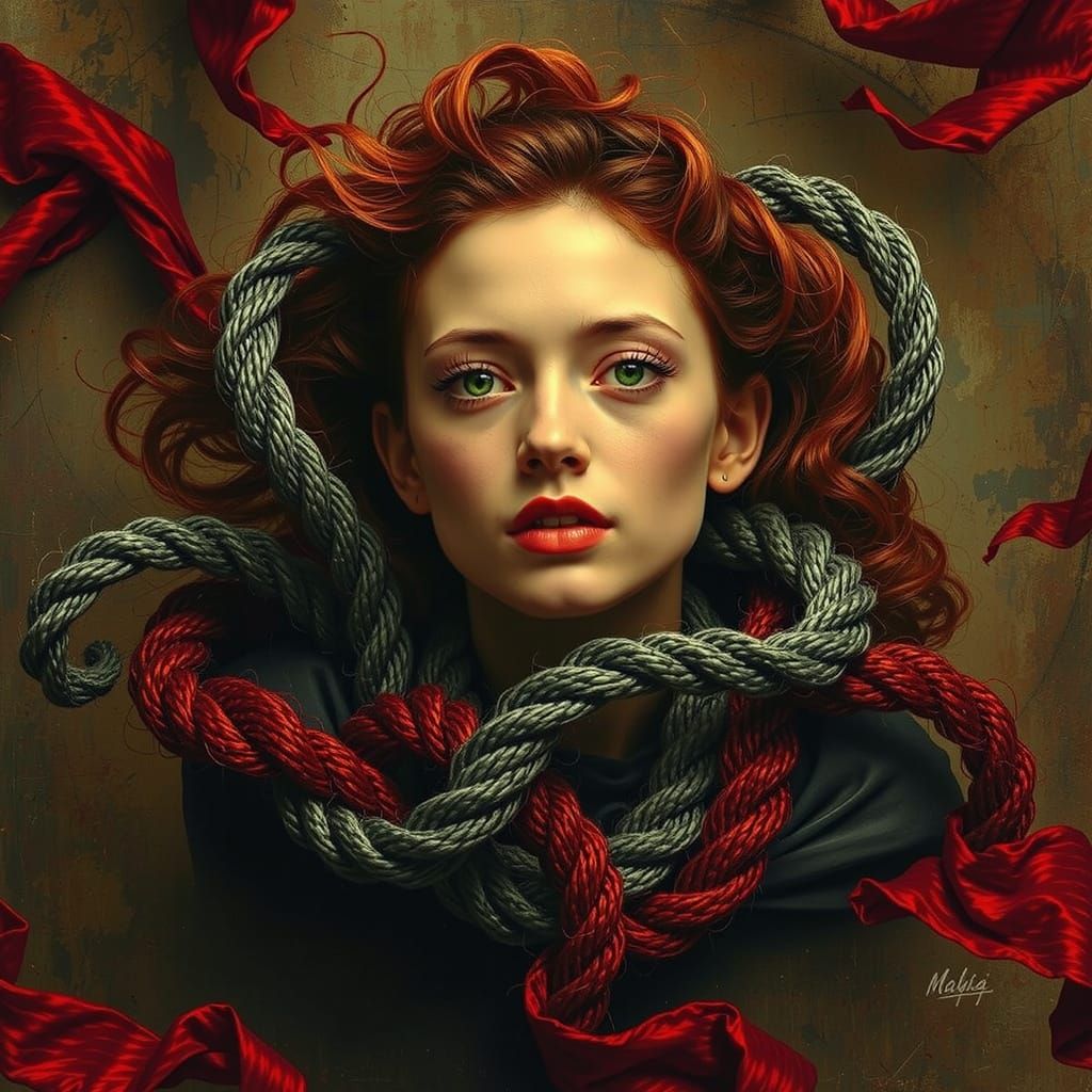 Abstract Swirling Red Forms