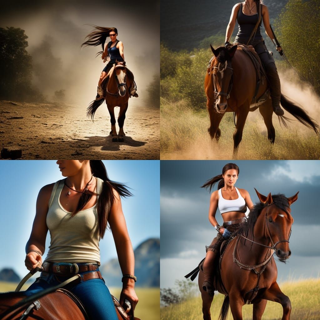 Lara croft horseriding