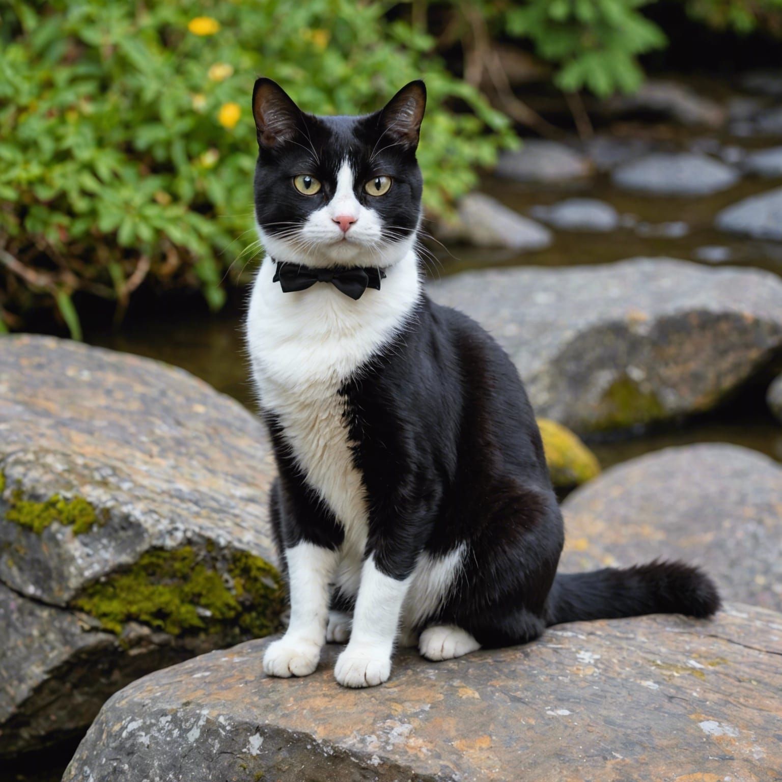 Elegant Tuxedo Cat in Regal Posture