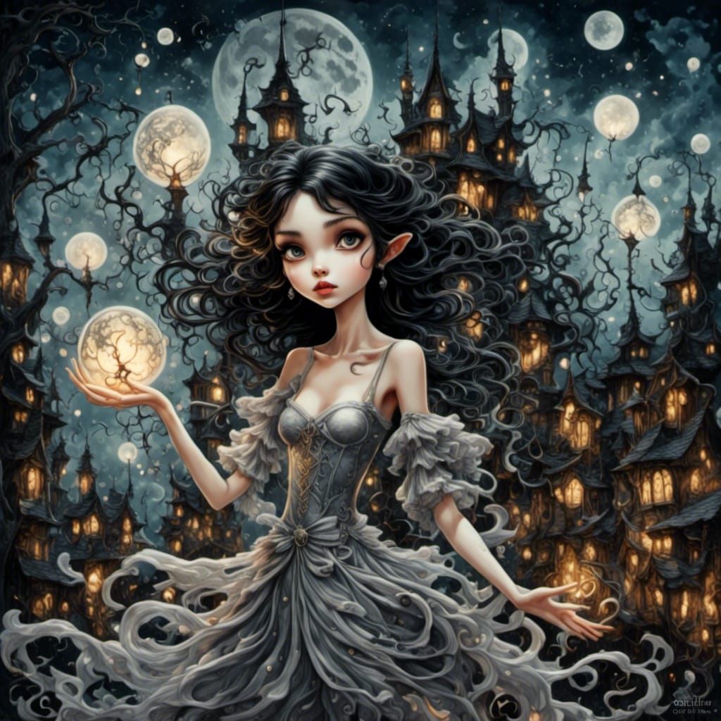 Enchanted Witch Dances in Village Square