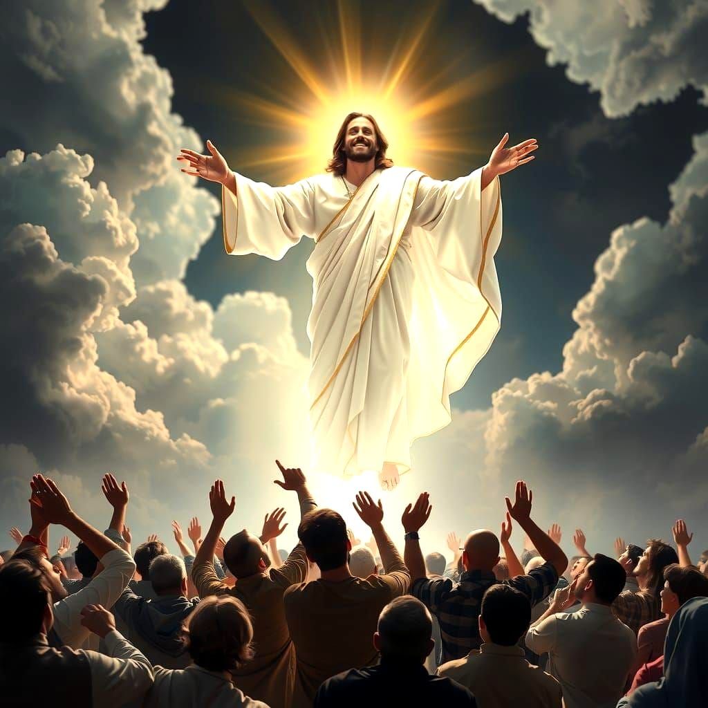 Jesus Levitating in White Light: Digital Matte Painting
