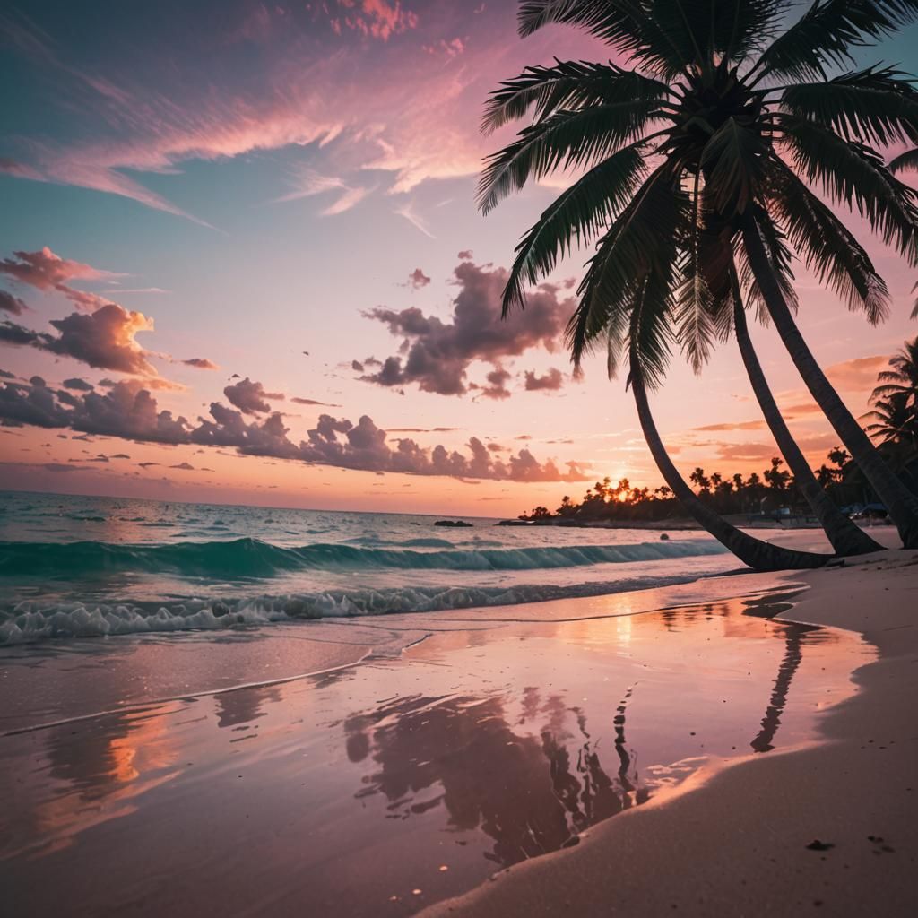 Serene Beach Sunset in Dreamy Landscape Photography