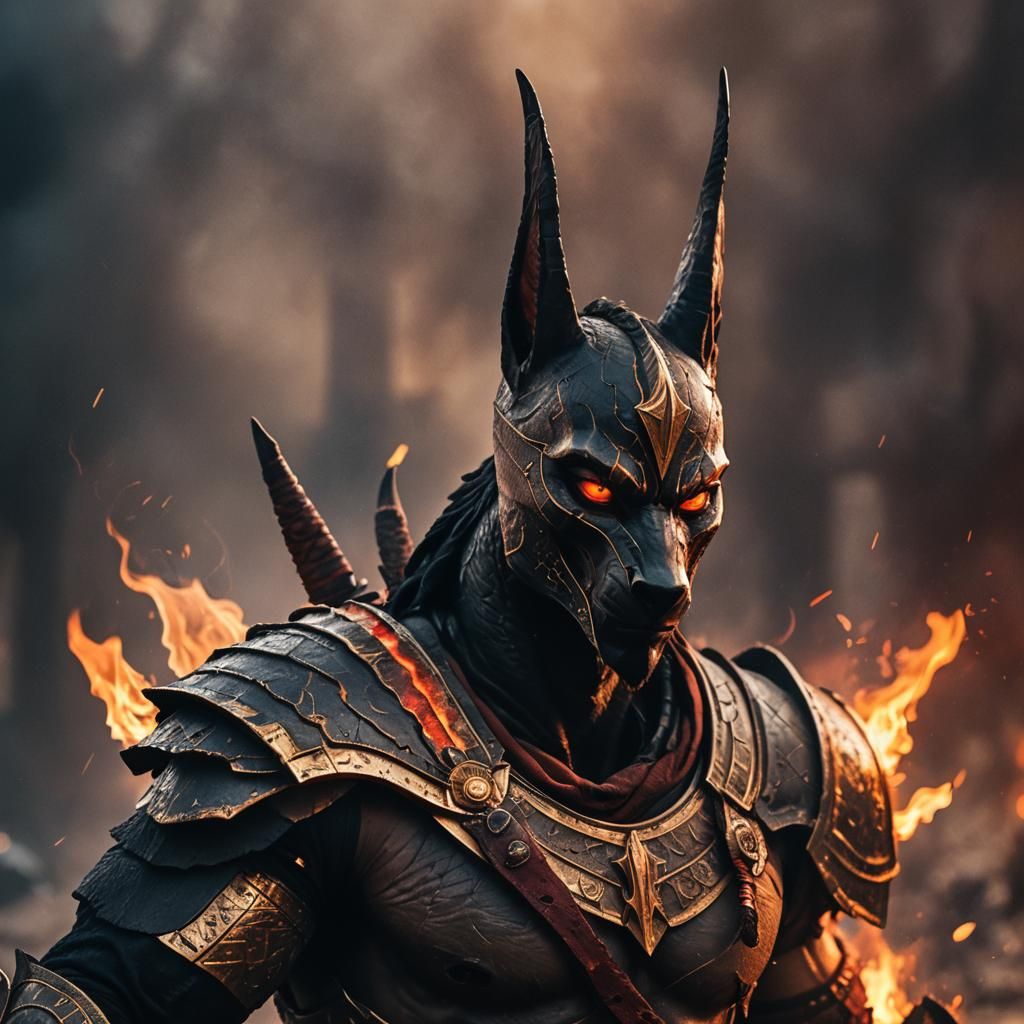 God of War Anubis Portrait in Cinematic Style