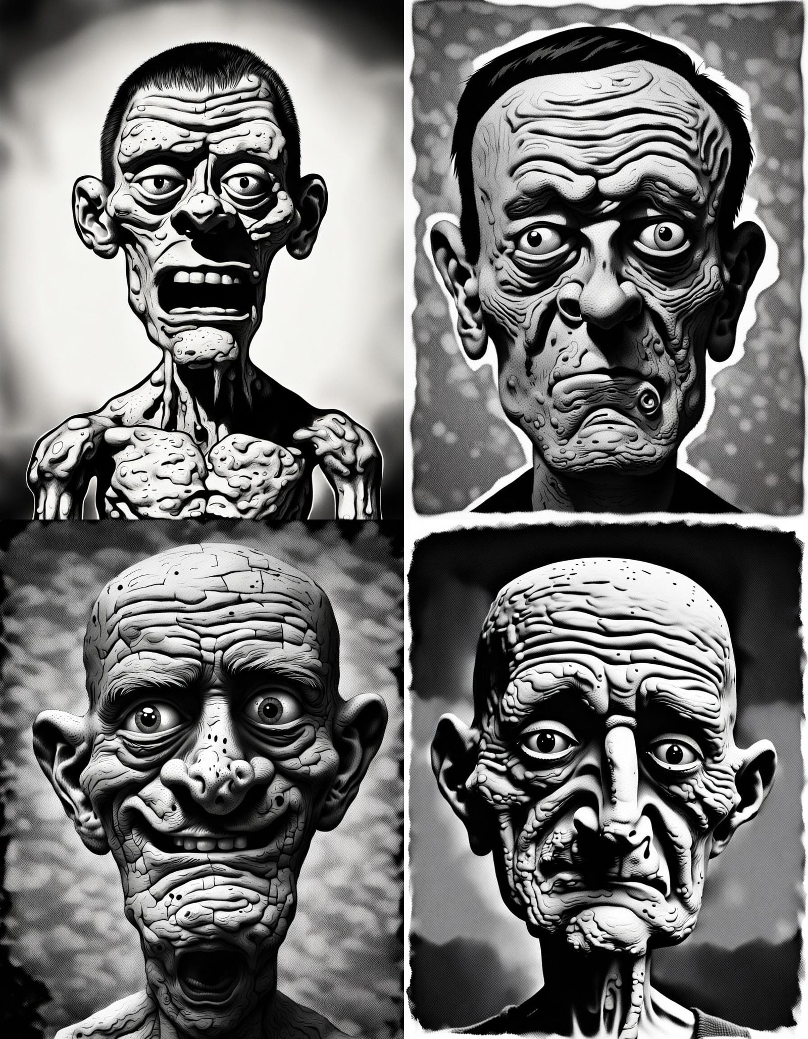 Distorted Black and White Cartoon Photo