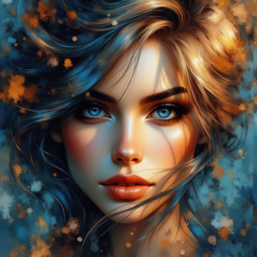 Elegant Woman in Ethereal Digital Painting Style