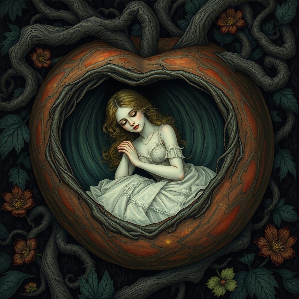 Victorian Maiden in Poisoned Apple, Mystical Foliage