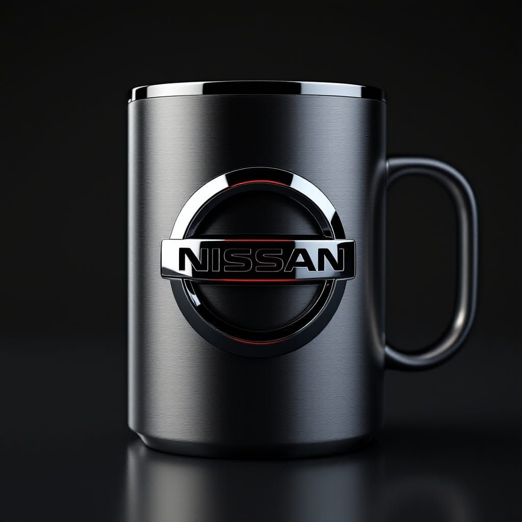 Sleek Titanium Coffee Mug in Nissan-Inspired Automotive Desi...