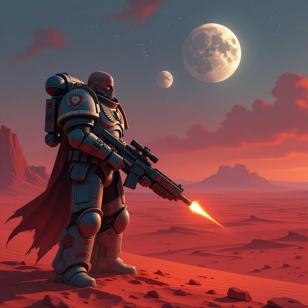 Space Marine on Alien Planet in Hyper-Realistic Style