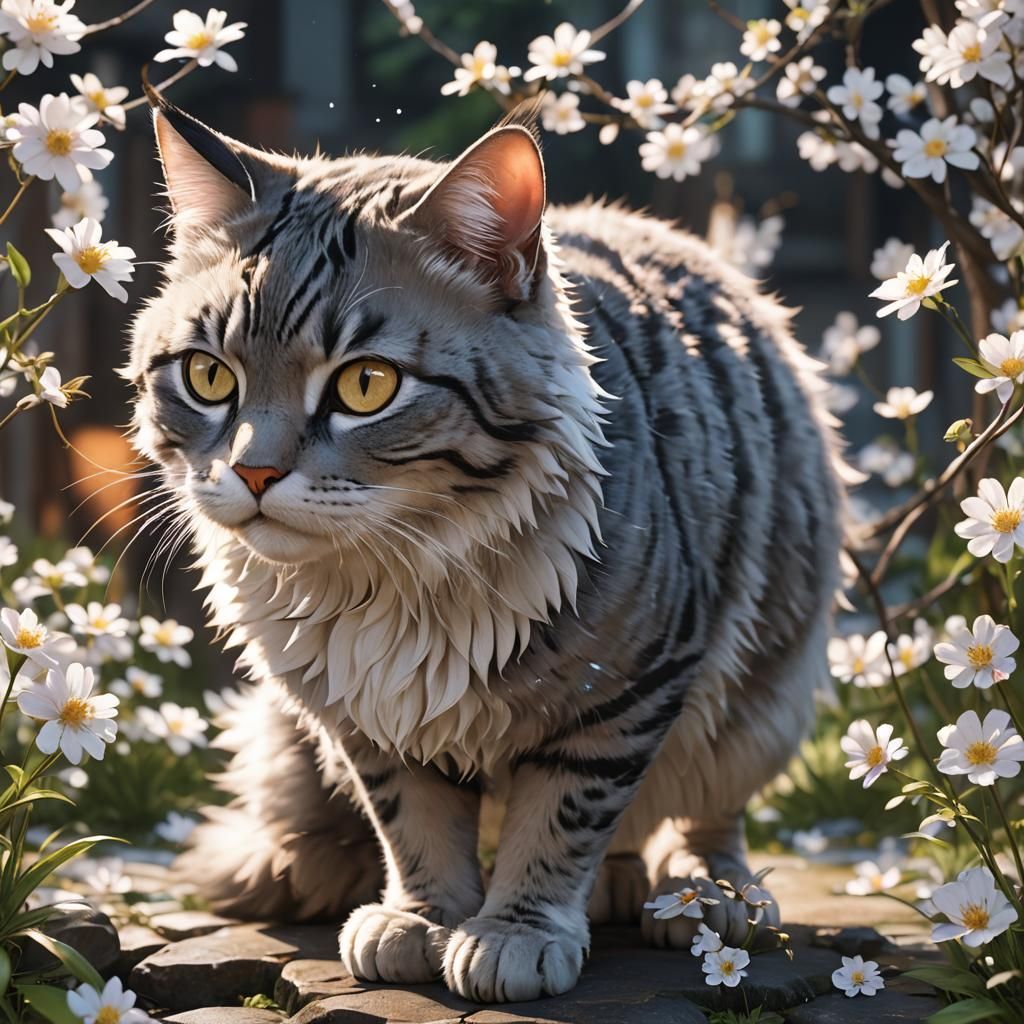 Anime-Style Cat in 3D with Vray Tracing